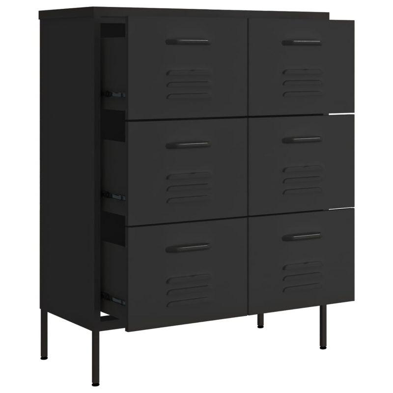VidaXL Drawer Cabinet Black 31.5"x13.8"x40" Steel