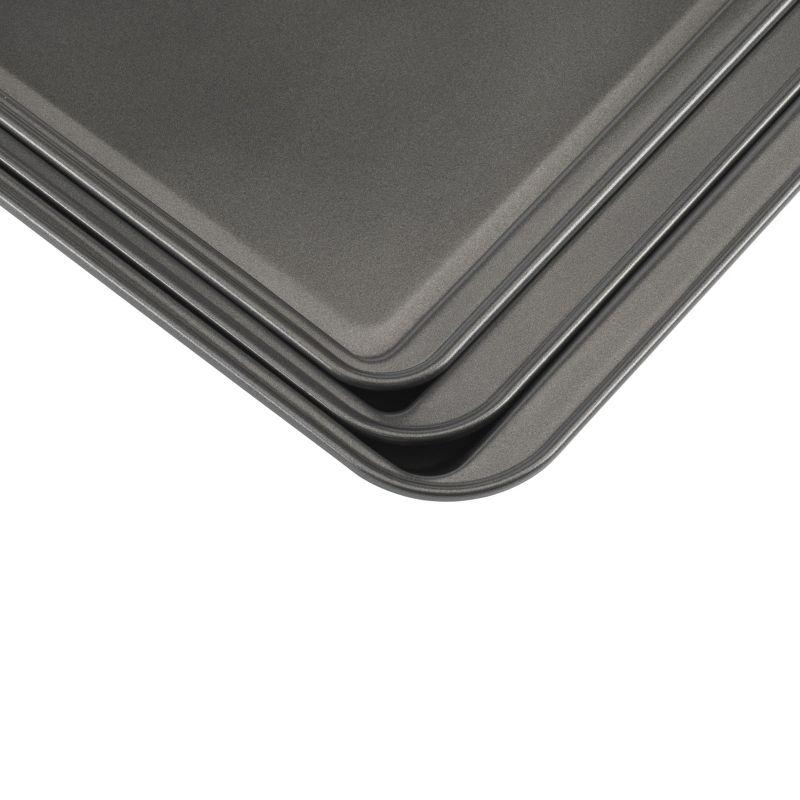 GoodCook Ready Set of 3 Nonstick Sheet Pan Set Dark Gray: Steel Baking Sheet Pans Set, Dishwasher-Safe Bakeware