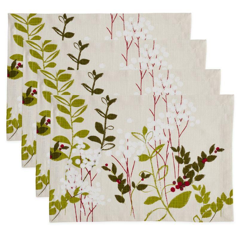 Saro Lifestyle Holiday Botanical Placemat, 14"x20" Oblong, Natural (Set of 4)