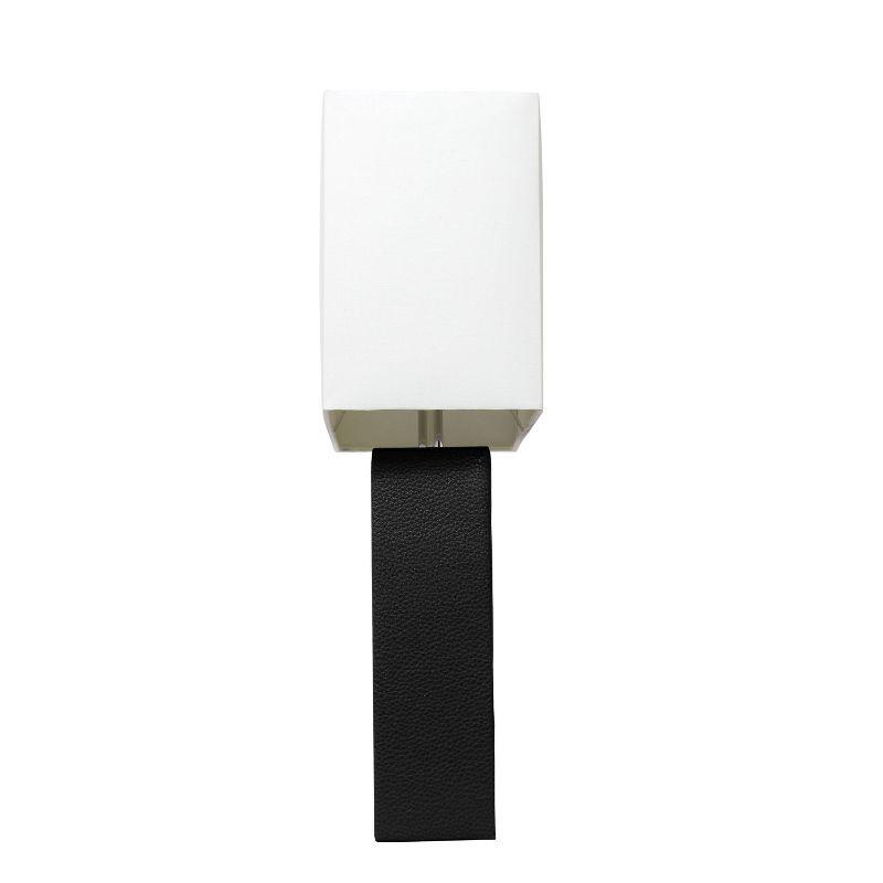 Leather Table Lamp with Fabric Shade Black - Elegant Designs: Modern Rectangle Shade, UL Listed, E26 Socket