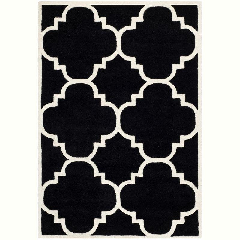 Chatham Black and Ivory Hand-Tufted Wool Area Rug 4' x 6'