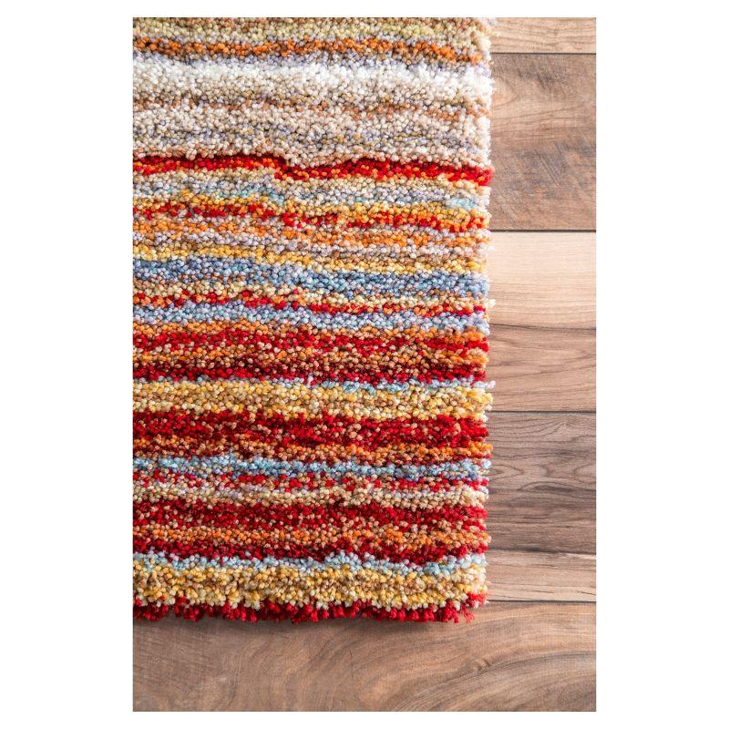 8'x10' Drey Ombre Shag Area Rug Red - nuLOOM: Modern High Pile Tufted Indoor Rectangle, Polyester, Multi-Stripe Design