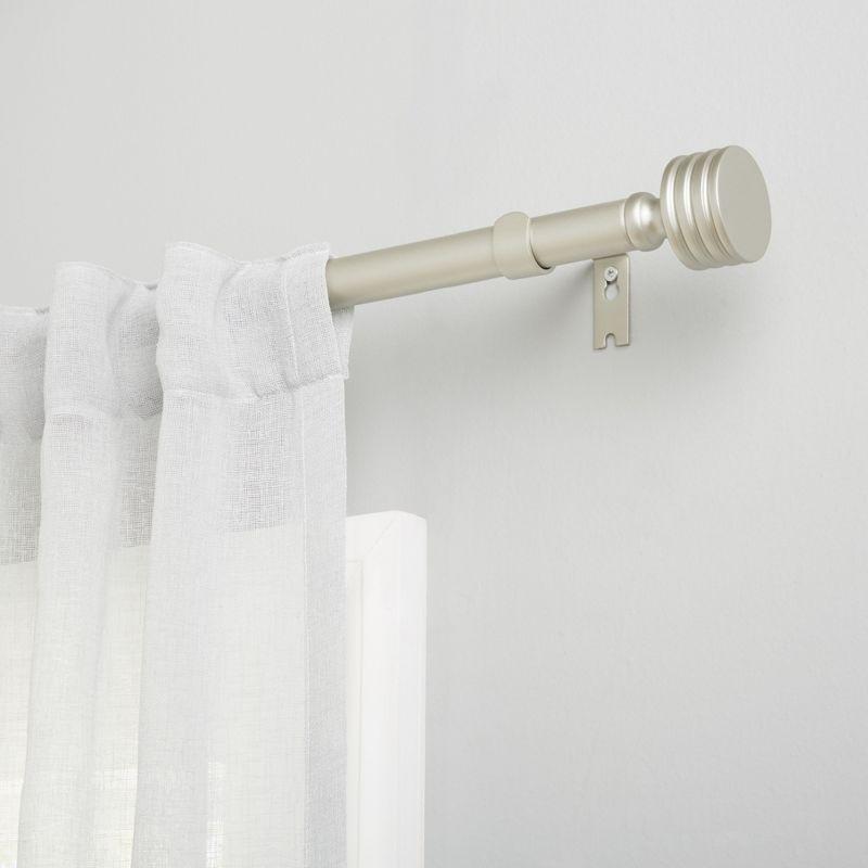 Lucero Matte Nickel Adjustable Curtain Rod with Stacked Cylinder Finials