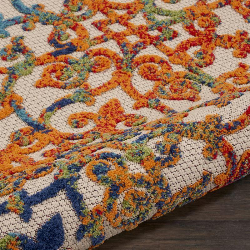 Nourison Aloha Contemporary Scroll Flatweave High-Low Indoor Outdoor Runner Rug Multicolor 2'3" x 12'