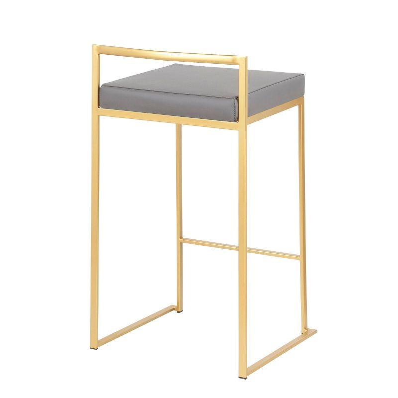 Fuji 31'' Gold Frame with Grey Faux Leather Modern Counter Stool - Set of 2