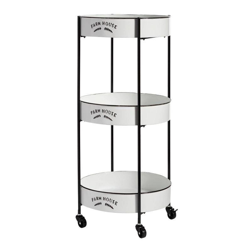 34'' x 16'' Farmhouse Metal Storage Cart White - Olivia & May: Decorative Storage Bins, Tabletop Bin, Adult Assembly Required