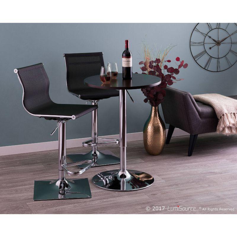 LumiSource Mirage 33.25" Barstool Metal/Black: Adjustable, Swivel, Low Back, Modern Design