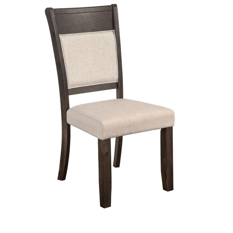 Transitional Beige Upholstered Side Chair with Acacia Wood Frame