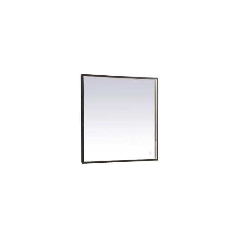 Elegant Lighting Pier 30x30 inch LED Mirror with Adjustable Color Temperature 3000K/4200K/6400K in Black