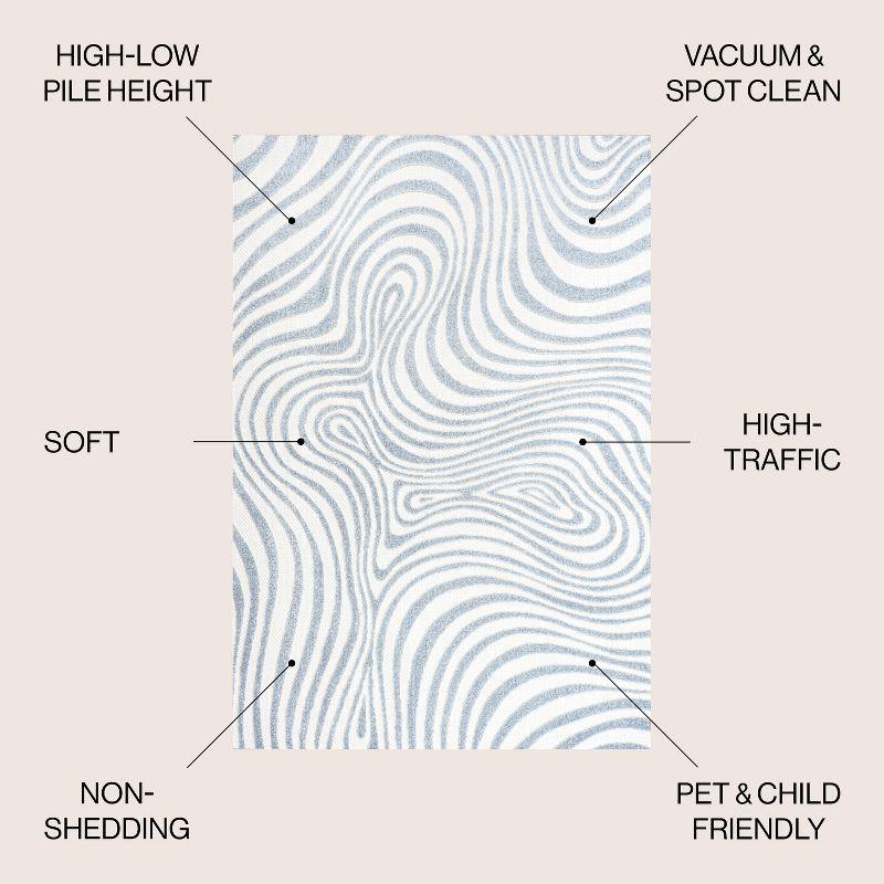 JONATHAN Y Maribo High-Low Abstract Groovy Striped Light Blue/Ivory 4 ft. x 6 ft. Indoor/Outdoor Area Rug