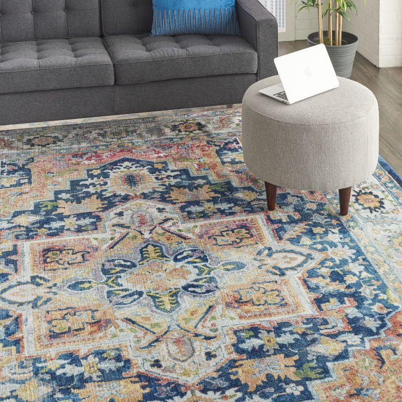 Nourison Global Vintage Center Medallion Indoor Area Rug Blue/Multicolor 7'10" x 9'10"