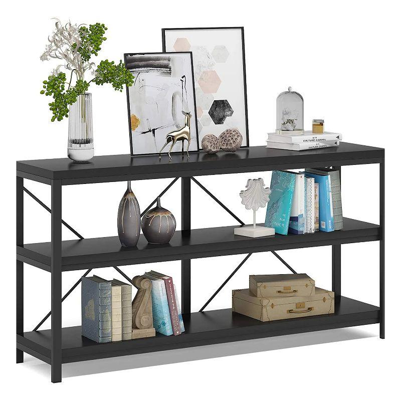 Tribesigns 55 Inches 3 Tiers TV Stand Console Long Sofa Table, Black