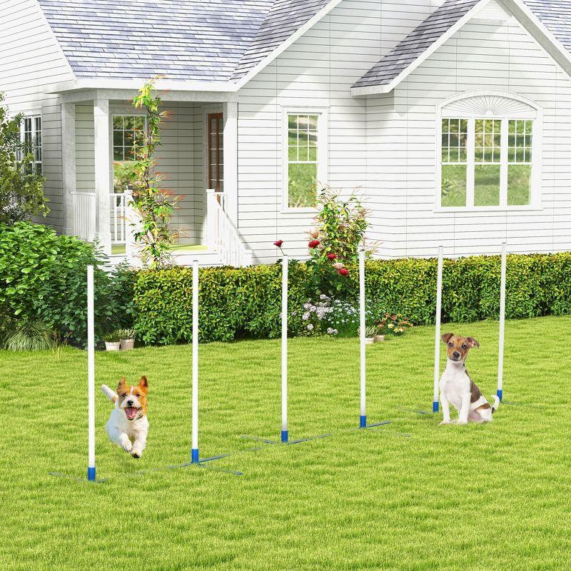 PawHut Agility Weaves Poles, Adjustable Dog Agility Kit Training Course Equipment for Puppy with Storage Bag