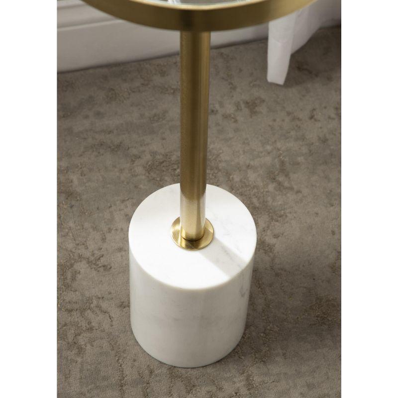 Gold and White Marble Mirrored Drink Table