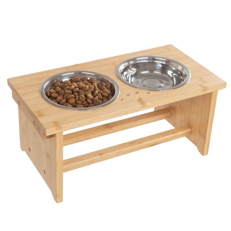 PETMAKER Elevated Dog Bowls with Bamboo Stand