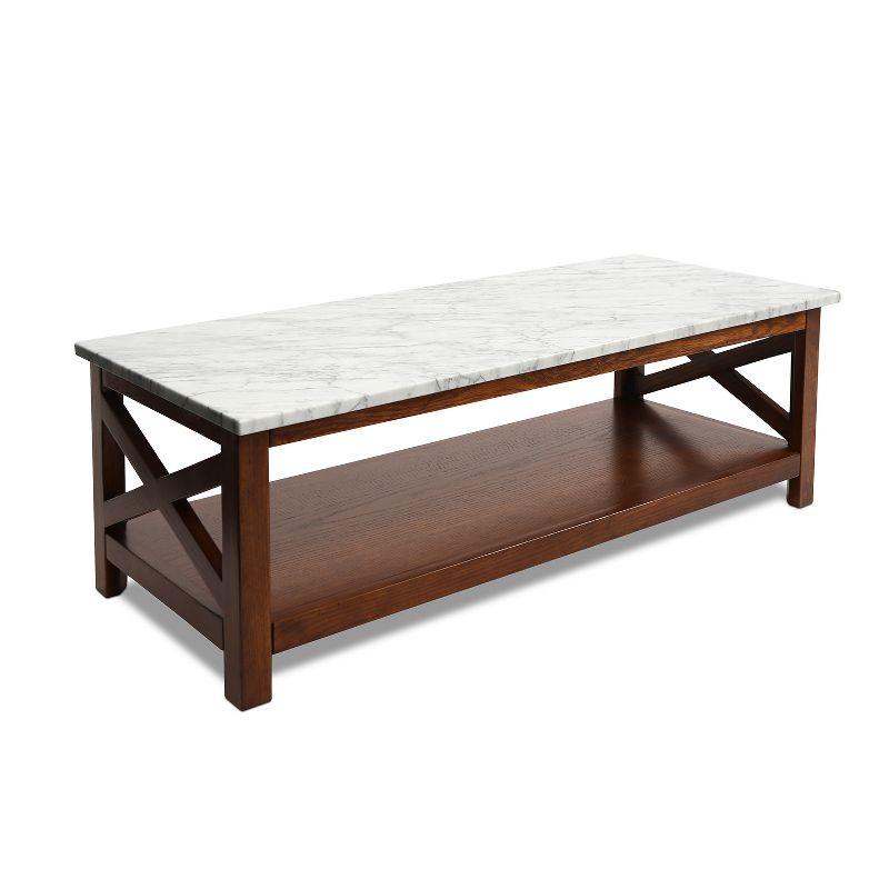 The Bianco Collection Agatha 44" Rectangular Italian Carrara White Marble Coffee Table