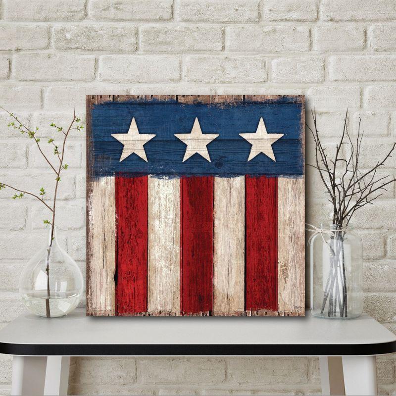 Patriotic Red, White & Blue Canvas Wall Art, 16x16