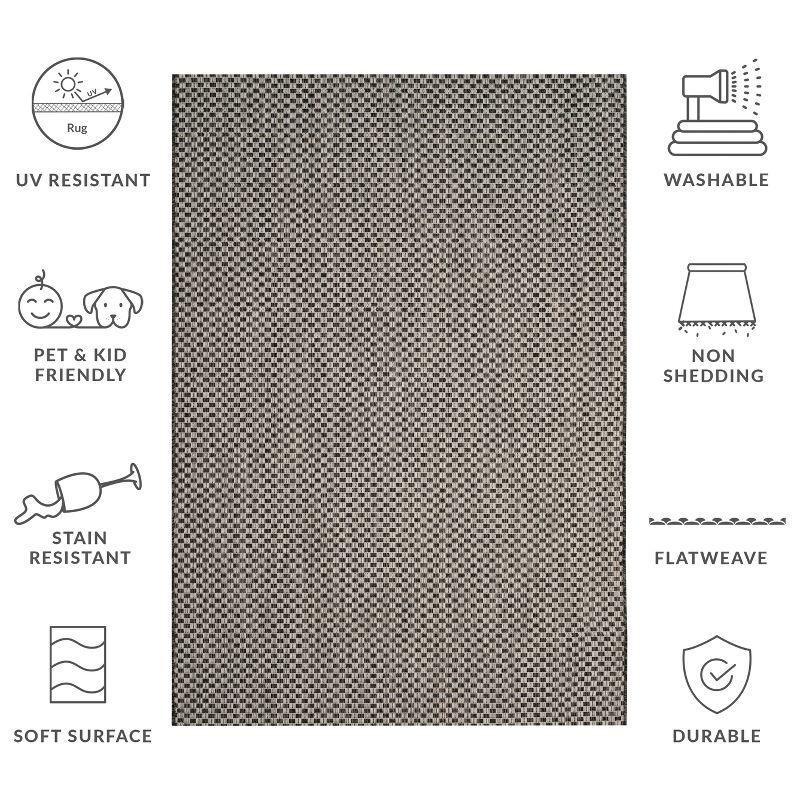 Courtyard CY8653 UV & Stain Resistant Non-Shedding Power Loomed Indoor/Outdoor Accent Rug - Black/Light Grey - 4'x4' - Safavieh