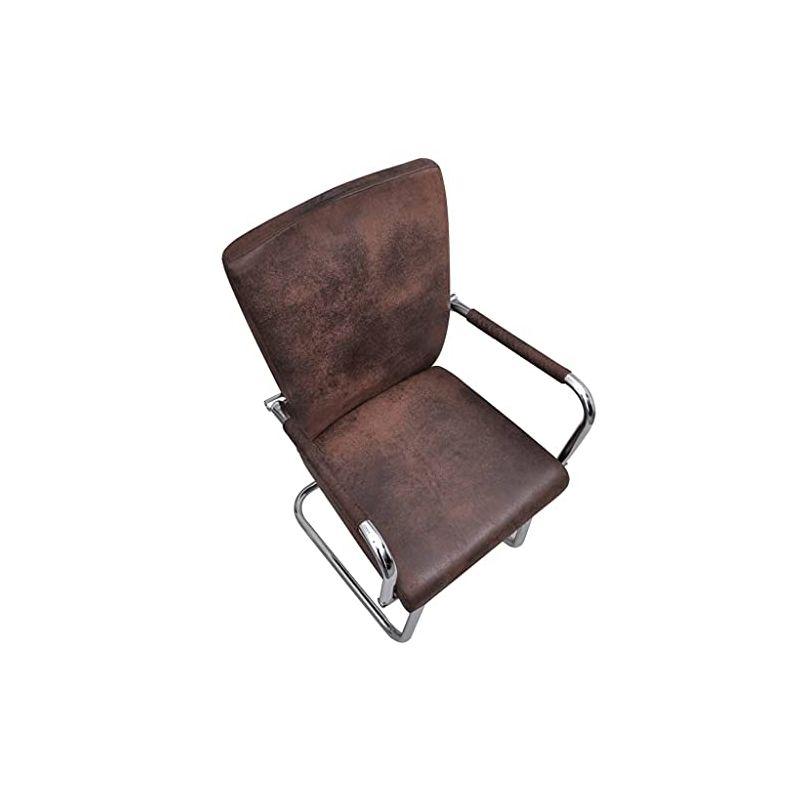 vidaXL Cantilever Dining Chairs, 2 Pcs, Brown Faux Suede Leather