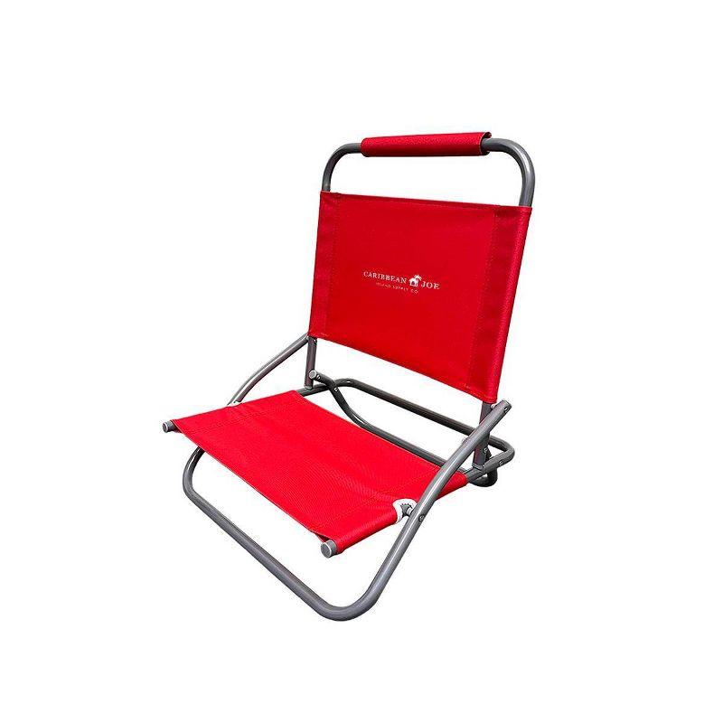 Caribbean Joe Low Steel Outdoor Portable Beach Chair - Red