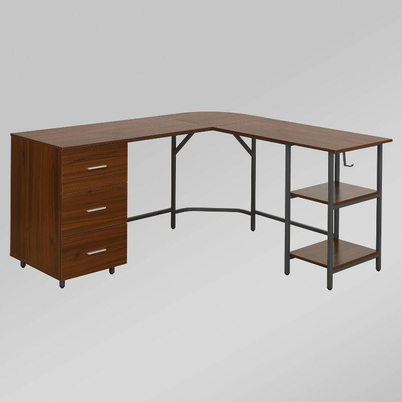 17 Stories Techni Mobili L-Shape Home Office Two-Tone Desk With Storage