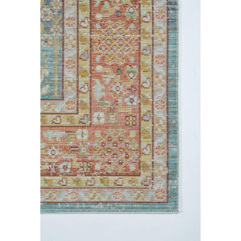 Isabella Blue and Orange Synthetic Rectangular Rug