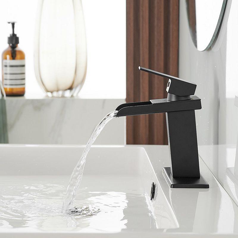 BWE Waterfall Single Hole Single-Handle Low-Arc Bathroom Faucet With Supply Line