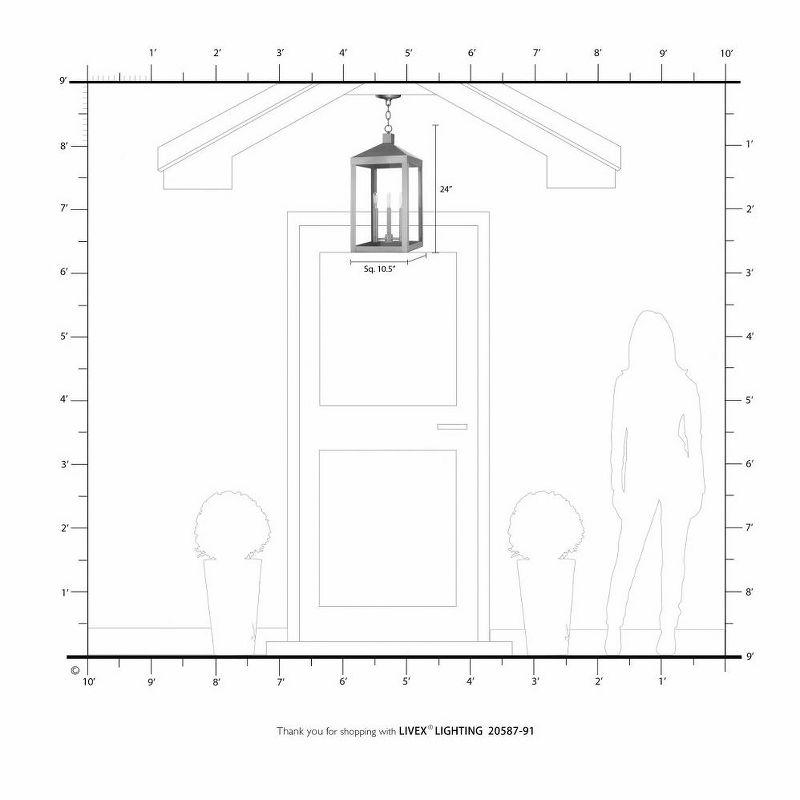 Brushed Nickel 3-Light Pendant with Clear Glass Panels