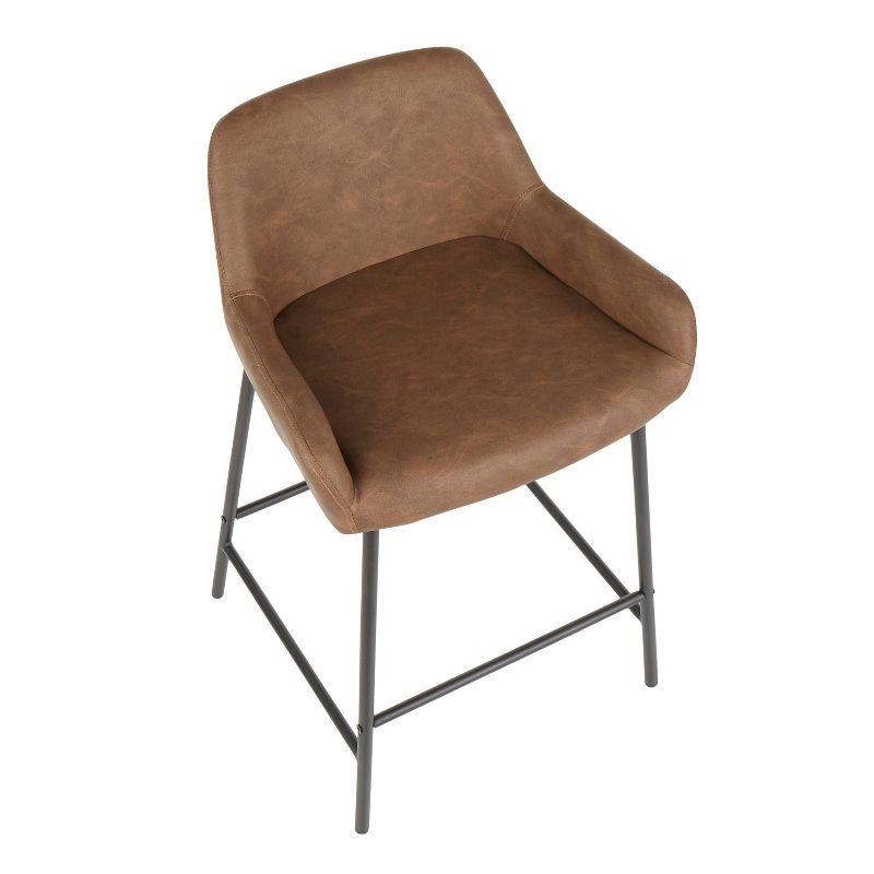 Set of 2 Daniella Industrial Counter Height Barstool Espresso: LumiSource, Faux Leather, Metal Frame, 250lb Capacity