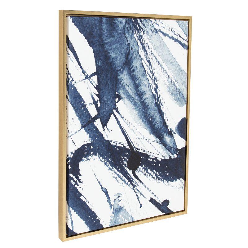 Kate & Laurel All Things Decor 23"x33" Sylvie Indigo Watercolor Framed Wall Art by Amy Peterson Gold Modern Blue Abstract Wall Art