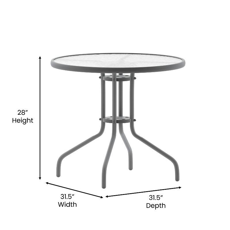 Flash Furniture Bellamy 31.5'' Silver Round Tempered Glass Metal Table