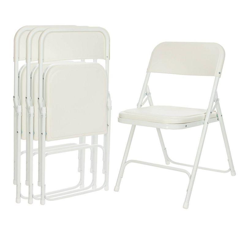 Sweetcrispy 4-Pack Sturdy Metal & Plastic Folding Chairs, Hold Up to 330 Pounds - White