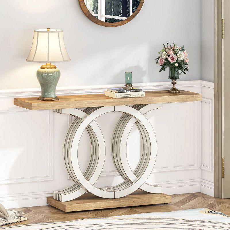 Farmhouse Console Sofa Table, 55 Inches Entryway Hallway Foyer Table White