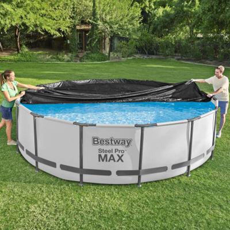 Bestway Round Pool Cover Accessory for 15 Foot Above Ground Framed Swimming Pools and Round Inflatable Ring Pools, Black (Cover Only)
