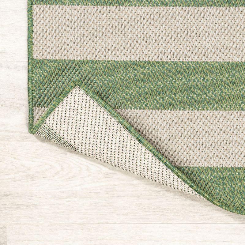 4' x 6' Negril Two-Tone Wide Stripe Indoor/Outdoor Area Rug, Green/Cream - JONATHAN Y