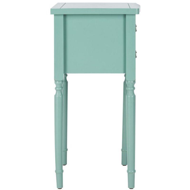 Dusty Green Transitional Poplar Wood End Table with Storage