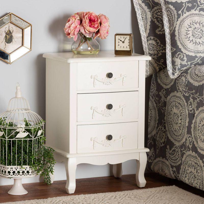 Callen Wood 3 Drawer Nightstand White - Baxton Studio