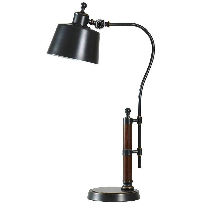 Adjustable Russet Bronze and Black Metal Desk Lamp