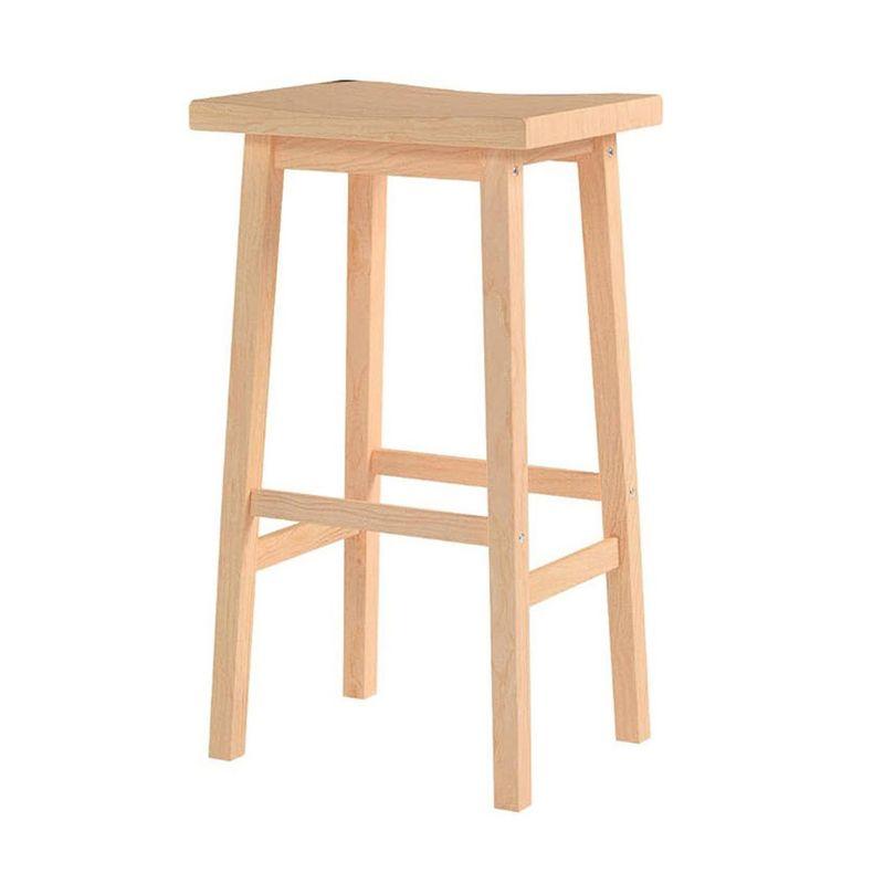 PJ Wood Classic Saddle-Seat 29" Tall Kitchen Counter Stool for Homes, Dining Spaces, and Bars w/ Backless Seat, 4 Square Legs, Natural (2 Pack)