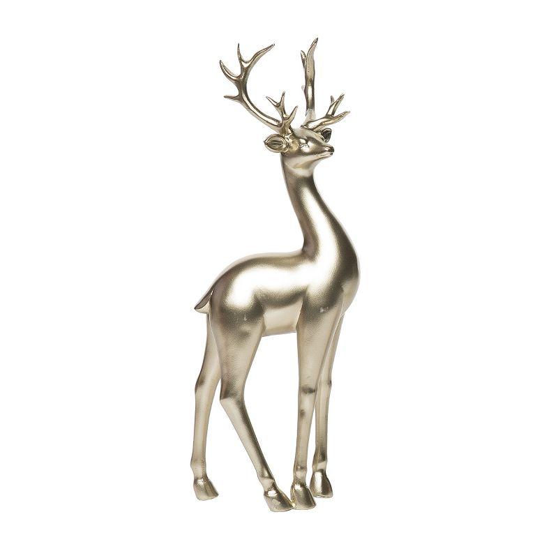 Gold Resin Deer Figurine with Elegant Antlers