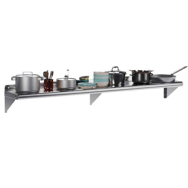 Whizmax 12" x 72" Stainless Steel Wall Mount Shelf with Backsplash