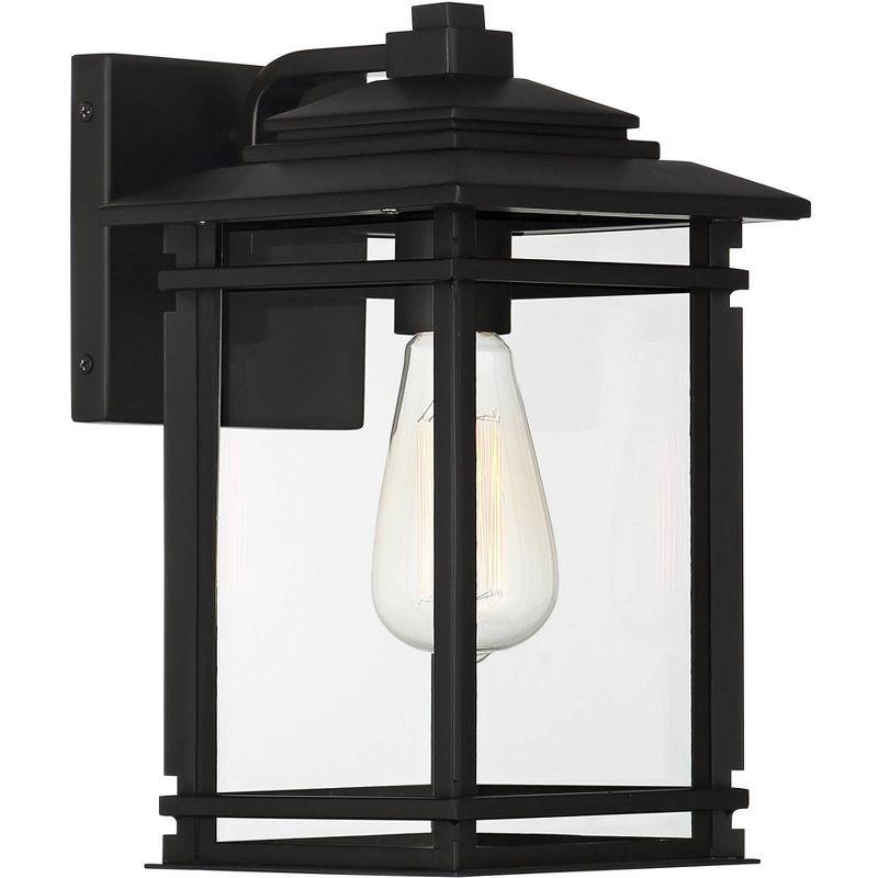 John Timberland North House Mission Outdoor Wall Light Fixture Matte Black Metal 12" Clear Glass Panels for Post Exterior Barn Deck House Porch Yard
