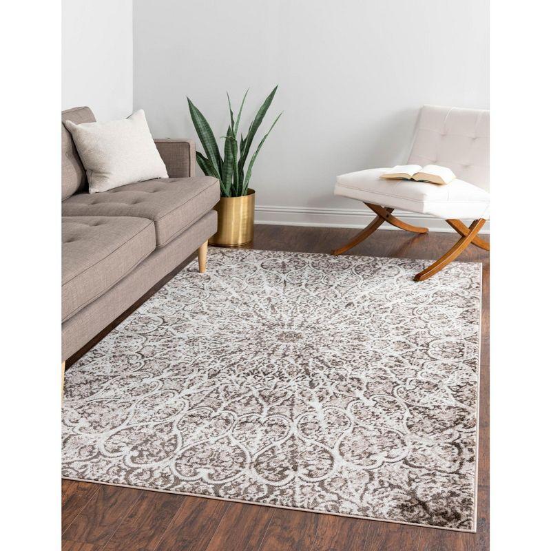 Reversible Easy Care Rectangular Brown Synthetic Rug