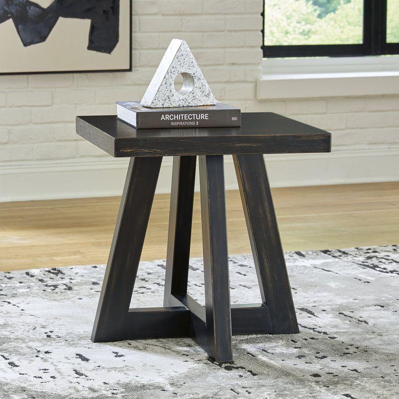 Black Square Contemporary Wood End Table