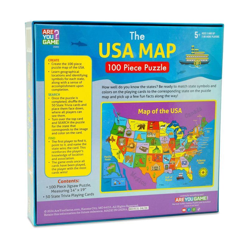 AreYouGame.com The USA Map Puzzle with Bonus Trivia Board Game