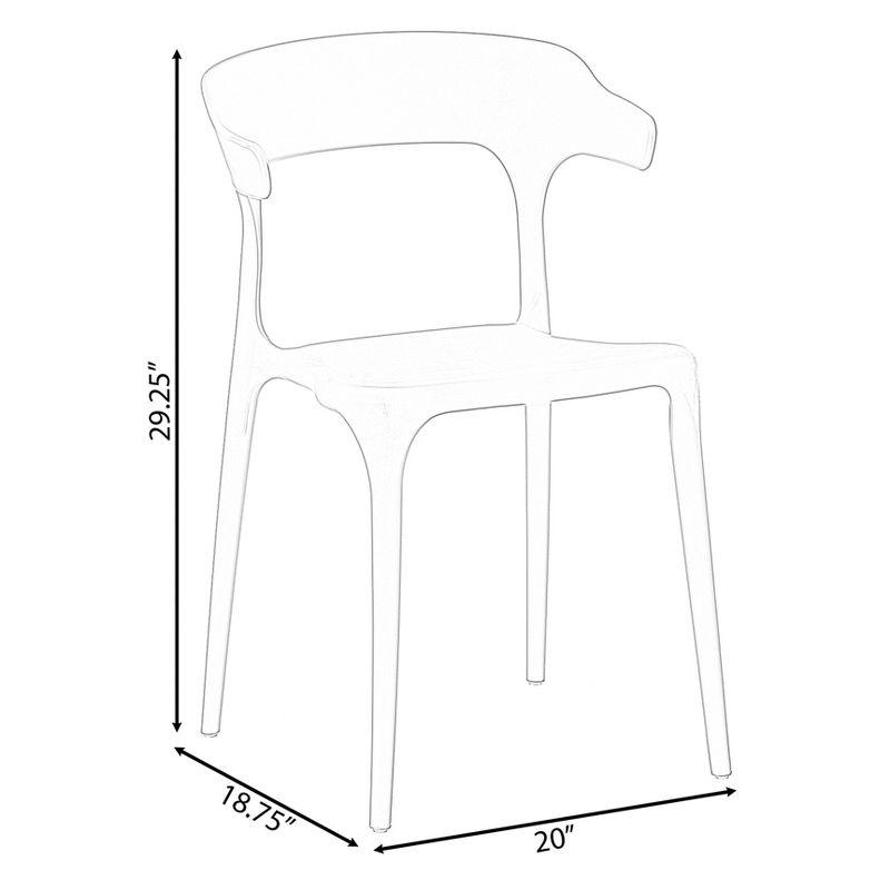 Fabulaxe Modern Plastic Outdoor Dining Chair with Open U Shaped Back