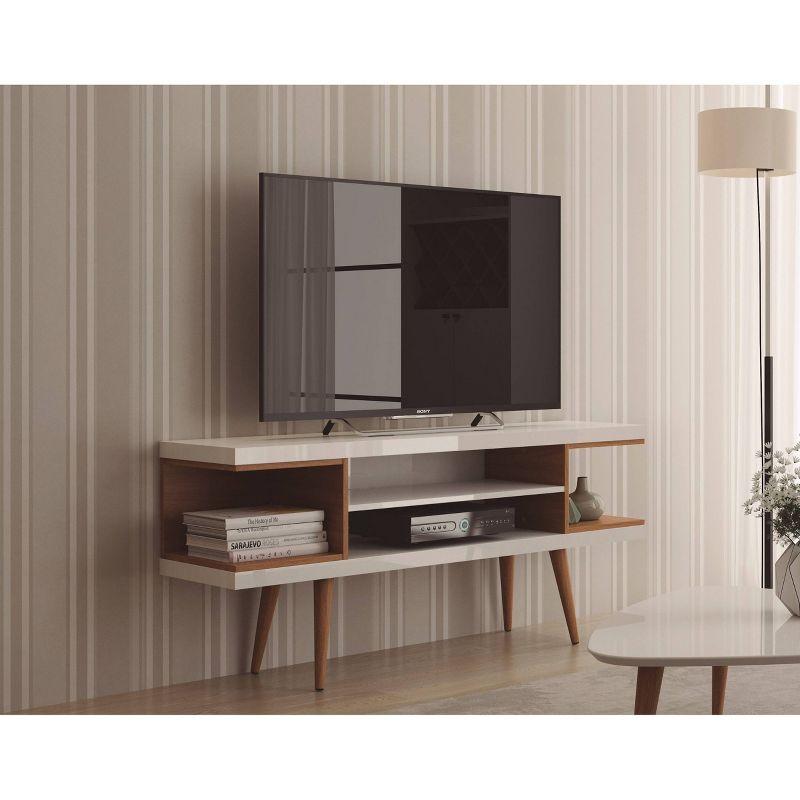 Utopia Splayed Wooden Legs and 4 Shelves TV Stand for TVs up to 50" - Manhattan Comfort