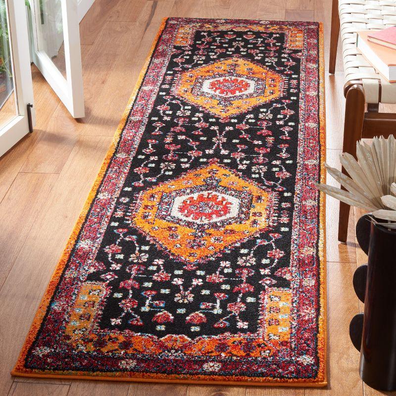 Vintage Hamadan VTH204 Power Loomed Indoor Runner Rug - Orange/Black - 2'3"x8' - Safavieh