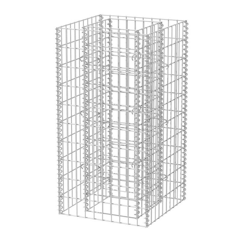 Tall Silver Galvanized Steel Gabion Raised Bed Planter