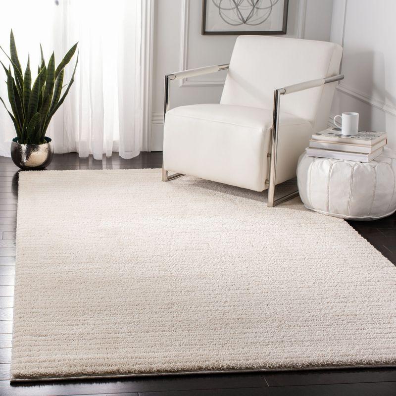 Ivory Shag Elegance 4' x 6' Hand-Knotted Synthetic Area Rug